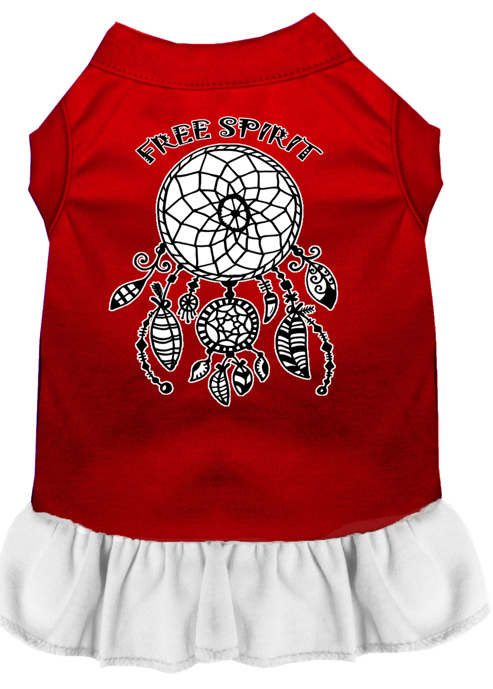 Free Spirit Screen Print Dog Dress Red with White Med